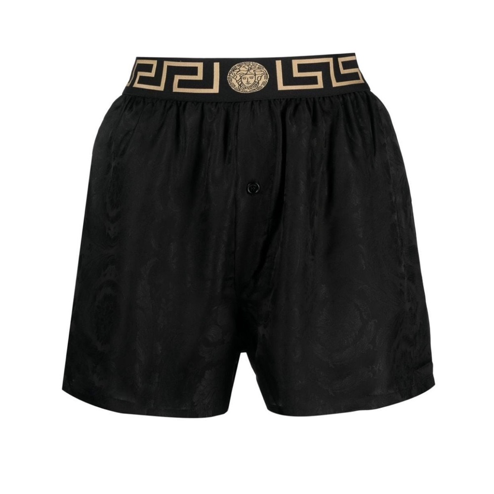 Logo Jacquard silk-satin pajama shorts